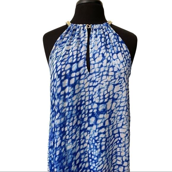 Michael Michael Kors Blue Printed Midi Dress Sz XS - Picture 2 of 10